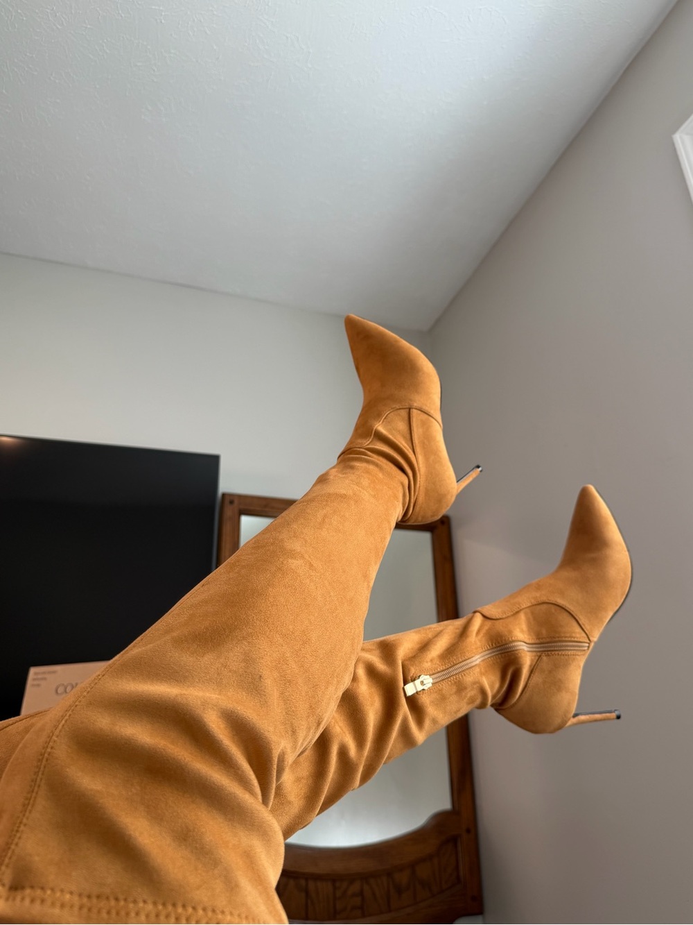 Tan Over-the-Knee Stiletto Boots